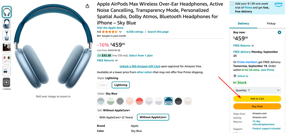 selecting products in a US store