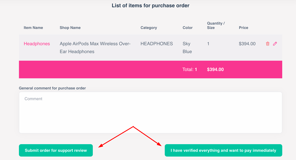 purchasing a product in the USA