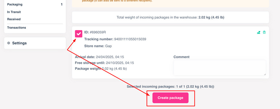 selecting orders for shipping